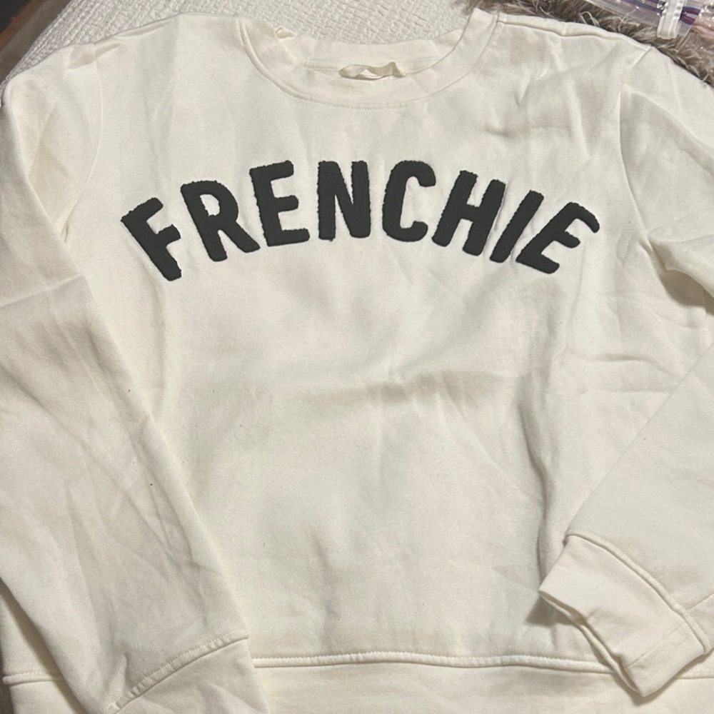 H&M Cream Sweatshirt with Black Crewel Lettering